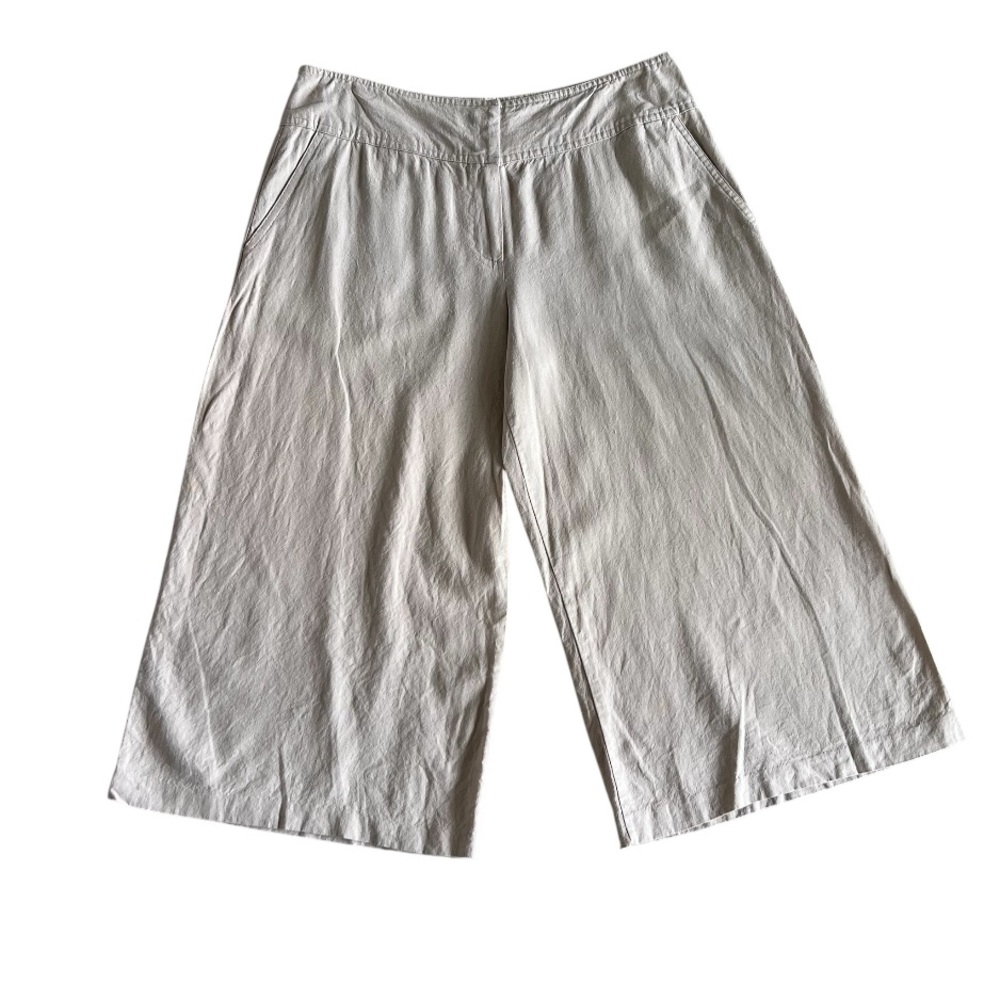 Byerwear Juniors Mid-Rise Wide Leg Linen Blend Capri Pants